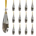 Set of thirteen smoke gray faceted crystal teardrop Christmas tree hanging ornaments. - Pear Shape Pendant / 13-Piece Set / Gray