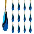 Elegant blue crystal teardrop Christmas tree ornaments for festive home decorations - Teardrop Pendant / 13-Piece Set / Black Blue
