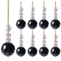 Set of black faceted crystal ball Christmas tree pendants with snowflake accents - Snowflake Crystal Ball / 9-Piece Set / Black