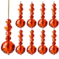 Orange faceted crystal bead Christmas tree ornaments set in vibrant finish - Snowflake Crystal Ball / 9-Piece Set / Orange Red
