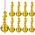 Yellow amber crystal Christmas tree hanging ornaments set of 9 for festive home decor - Snowflake Crystal Ball / 9-Piece Set / Gold Yellow