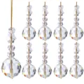 Set of 9 faceted transparent crystal ball hanging ornaments for Christmas tree decoration - 9-Piece Set / Snowflake Crystal Ball White