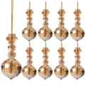 Champagne gold faceted crystal Christmas tree hanging ornaments set for home decor - 8-piece Set / Snowflake Crystal Ball Champagne