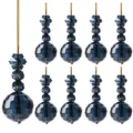 Dark blue faceted crystal bead Christmas tree hanging ornaments set for home holiday decor - 8-piece Set / Snowflake Crystal Ball Blue Black