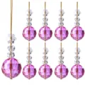 Purple faceted crystal ball Christmas tree hanging ornaments set with gold hanging string - 9-Piece Set / Snowflake Crystal Ball Light Purple