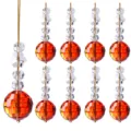 Elegant set of 9 faceted amber crystal ball hanging ornaments for Christmas tree decor - 9-Piece Set / Snowflake Crystal Ball Water Red