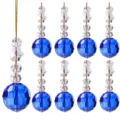 9-piece set of faceted blue crystal glass ball ornaments for Christmas tree hanging - 9-Piece Set / Royal Blue Snowflake Crystal Ball