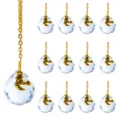 Faceted clear crystal ball hanging pendant with golden crab charm Christmas decor - 12pcs Set / Cancer Crystal Ball