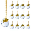 Set of faceted crystal ball Christmas tree ornaments featuring gold animal charms and chains - Taurus Style / 13-Piece Set
