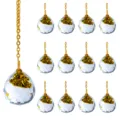 Faceted crystal ball Christmas hanging ornaments with gold charms and chains - Aquarius Style / 13-Piece Set
