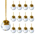 Set of 12 faceted crystal ball Christmas ornaments with golden animal decor - Gemini Style / 13-Piece Set