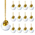 Decorative set of thirteen faceted crystal ball Christmas tree pendants with golden bag charms. - Scorpio Style / 13-Piece Set