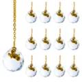 Set of 13 crystal ball Christmas tree ornaments with golden ram figurine decorations - Capricorn Style / 13-Piece Set