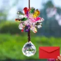 Vibrant multi-colored crystal car hanging ornament featuring a faceted suncatcher prism ball - With Gift Box Crystal Ball Style / Colorful