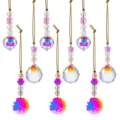 Set van kleurrijke kristallen prisma kerstboomhangers in facet geslepen druppel - Veelkleurige Kristallen Bollen (9 Stuks)