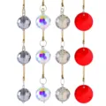 Sfere di cristallo sfaccettate e prismi rossi decorativi da appendere all'albero di Natale - Stile di Perla Tonda Fantasma / Set da 12
