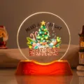Close-up of a festive Christmas nurse-themed LED night light with glowing wooden base. - Style 28 / 6cm Crystal + USB Warm Light Base