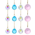 Vari ornamenti natalizi in cristallo sfaccettato in iridescente, blu e rosa - Misto Sfaccettato Multicolore / Set da 12