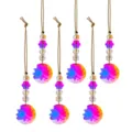Set van zes kleurrijke kristallen prisma hangers voor feestelijke kerstboomversiering - Veelkleurig (6 Stuks Stijl 1)