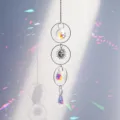 Nahaufnahme Kristall Sonnenfänger Anhänger mit lebendigen Regenbogen Lichtmustern - Galaxie-Sonnen-Ornament (银8)