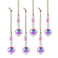 Set van 6 iriserende kristallen prisma hangers voor kerstboomversiering met gouden koordjes - Veelkleurig (6 Stuks Stijl 2)