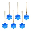 Set di sei ornamenti natalizi a fiocco di neve blu con cordoncini dorati per albero - Stile Fiocco Di Neve Blu