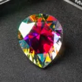 Teardrop pear-cut multicolored crystal rhinestone ornament with vibrant rainbow reflections - 50mm / Multicolor