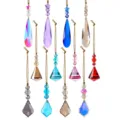 Kleurrijke gefacetteerde kristallen kerstboomversieringen in druppel- en piramidevorm - 12 Piece Triple Shape Crystal Set