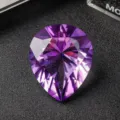 Large vibrant purple pear-shaped faceted crystal gemstone for craft and jewelry decor - 50mm / Purple