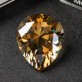 Stunning teardrop champagne colored crystal gemstone with high quality pear cut facets - 50mm / Brown