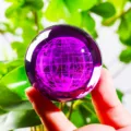 Detailed macro shot of 3D laser engraved purple crystal ball globe ornament - Earth (JYSJ-SJQ-019) / 60 Single Sphere