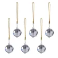 Elegante set di 6 ornamenti natalizi a sfera di cristallo sfaccettato con fili d'oro - Sfera Sfaccettata Trasparente