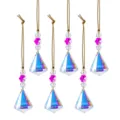 Set mit sechs Kristall-Tränen-Prisma-Anhängern mit rosa Schneeflocken für Weihnachtsdeko - Mehrfarbig (6 Stück Stil 6)
