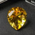 Vibrant pear-shaped yellow crystal gemstone ornament for elegant handicraft displays - 50mm / Yellow