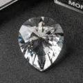 Clear pear-shaped multifaceted crystal diamond ornament for luxury home decor and gifts - 50mm / Clear