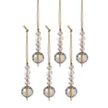 Set van 6 gefacetteerde kristallen kerstballen met gouden koorden voor de kerstboom. - 6 Piece Style 3