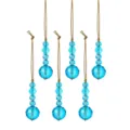 Set van zes elegante blauwe gefacetteerde kristallen kersthangers met goudkoord - 6 Piece Style 4