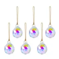 Set di 6 decorazioni natalizie in cristallo cangiante sfaccettato con eleganti cordini dorati - Sfera Sfaccettata Colore Aurora