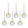 Set di 6 palline di Natale in cristallo cangiante con corde dorate per l'albero - Sfera Sfaccettata Arcobaleno AB