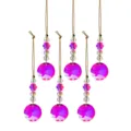 Set van 6 roze gefacetteerde kristallen kersthangers voorzien van gouden koorden - 6 Piece Style 8
