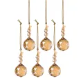 Set van 6 amberkleurige gefacetteerde kristallen kerstballen met gouden koordjes - Bolvormige Stijl (Stijl 11) / Set van 6 / Amber