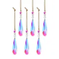 Set van zes iriserende kristallen kerstboomversieringen met hangers van traan en ster - Traanvorm Stijl (Stijl 13) / Set van 6 / Regenboog