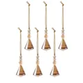 Set van zes amberkleurige gefacetteerde kristallen kerstboomhangers met gouden koorden - Prisma Stijl (Stijl 17) / Set van 6 / Amber
