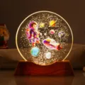 Astronaut themed crystal ball night light with warm LED wooden base decoration - Style 45 / 6cm Crystal + USB Warm Light Base