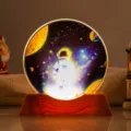 Glowing astronaut crystal night light with wooden base for bedroom decor - Style 48 / 6cm Crystal + USB Warm Light Base