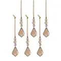 Set van 5 champagne kristallen kersthangers met gefacetteerd druppelontwerp - Veelzijdige Slijpstijl (Stijl 23) / Set van 6 / Champagne