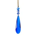Blauwe kristallen kerstboom hanger in druppelvorm met sterretje en gouden koordje - 1 Stuk Stijl 10 (Donkerblauwe Traanvorm)