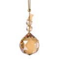 Gefacetteerde amber kristallen kerstbal ornament met gouden ster detail hanger - 1 Stuk Stijl 14 (Amber Sterbal)