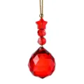 Rode facetgeslepen kristallen kerstbal hanger met een decoratieve sterrenkraal - Stijl 15 / 1 Stuk / Rood