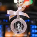 Elegant 3D laser engraved crystal car hanging ornament featuring Jesus figure and bow - Jesus the Shepherd (Style 8)